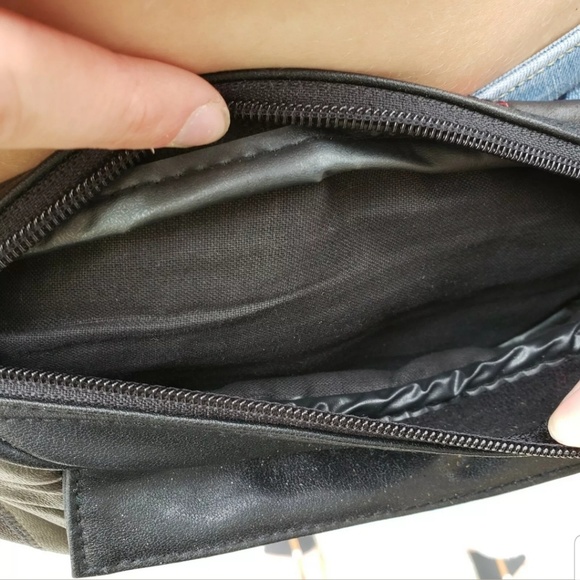 Vtg Fanny Pack Dark Colorblock 80s Hip Waist Bag - Picture 5 of 6